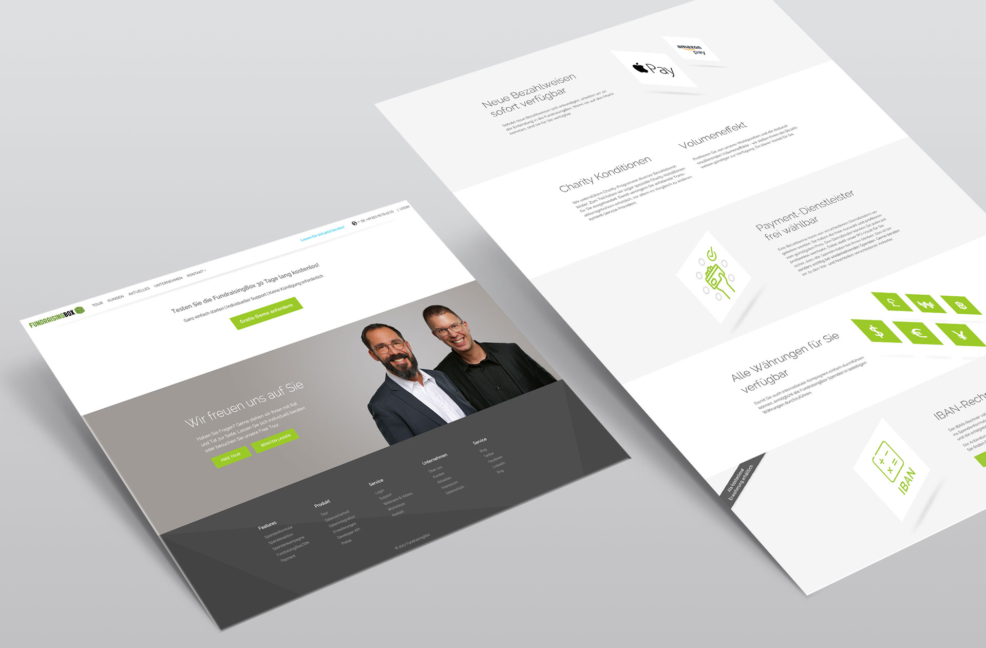 Variante B Case Design und Text für Fundraisingbox – in Englisch und Deutsch, aus Berlin und Brooklyn